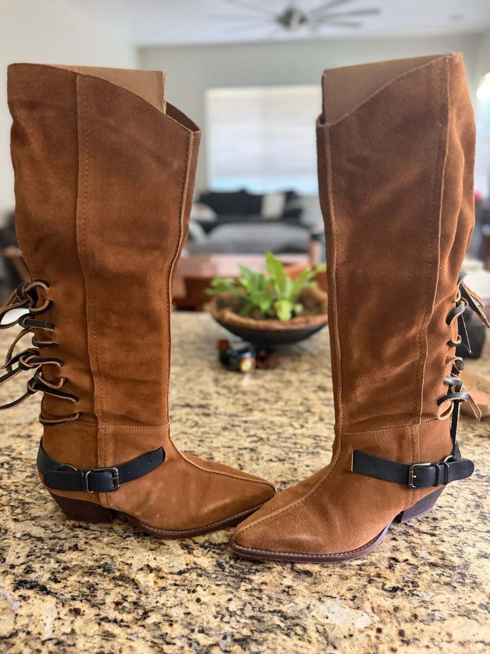 Free People Back-Lace Sway Low Slouchy Boots Size 8.5 Suede